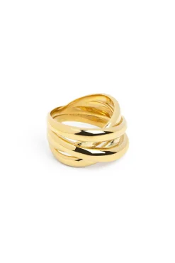 Singularu Bijuteria-Anel Double Cross Ouro