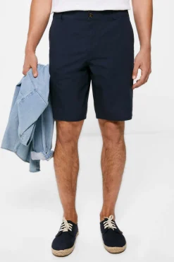 Springfield Bermuda Leve Aspeto Linho Azul Best