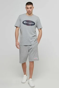 Champion Bermudas De Algodao E Cintura Com Logo Cinza New