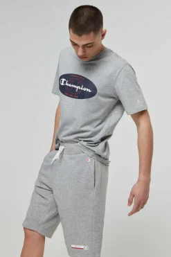 Champion Bermudas De Algodao E Cintura Com Logo Cinza New