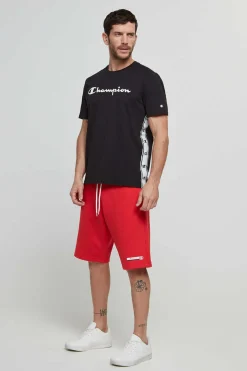 Champion Bermudas De Algodao E Cintura Com Logo Vermelho Sale