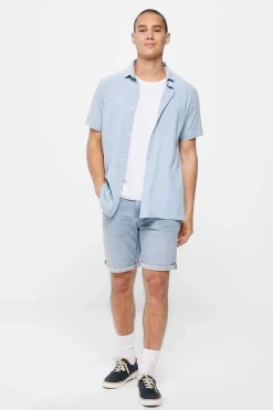 Springfield Bermudas De Ganga Lavada Basicas Corte Slim Claras Azul Indigo Best