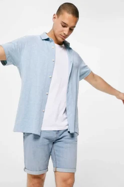 Springfield Bermudas De Ganga Lavada Basicas Corte Slim Claras Azul Indigo Best