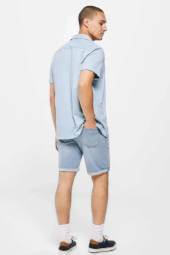 Springfield Bermudas De Ganga Lavada Basicas Corte Slim Claras Azul Indigo Best