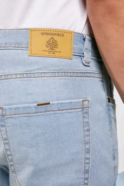 Springfield Bermudas De Ganga Lavada Basicas Corte Slim Claras Azul Indigo Best