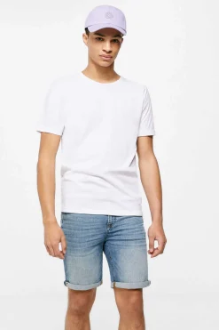 Springfield Bermudas Jeans Slim Lavagem Media-Escura Azul Discount