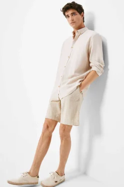 Springfield Bermudas Linho Riscas Camel Discount