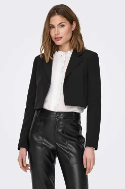 Only Blusoes E Casacos-Blazer Crop Gola Lapelas