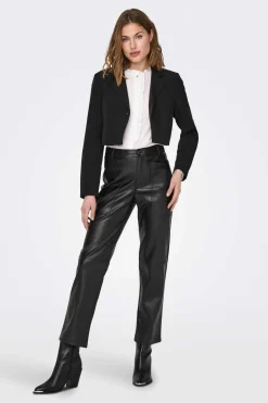 Only Blusoes E Casacos-Blazer Crop Gola Lapelas