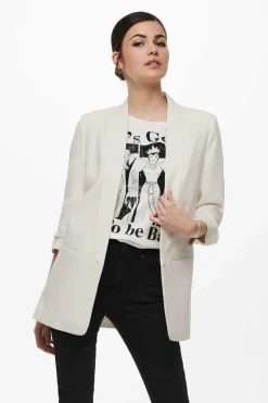 Only Blusoes E Casacos-Blazer De Manga A 3/4 Com Lapelas