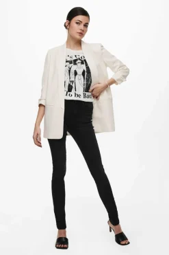 Only Blusoes E Casacos-Blazer De Manga A 3/4 Com Lapelas