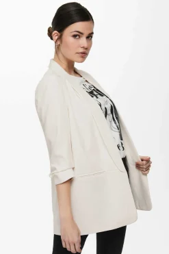 Only Blusoes E Casacos-Blazer De Manga A 3/4 Com Lapelas
