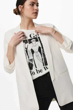 Only Blusoes E Casacos-Blazer De Manga A 3/4 Com Lapelas