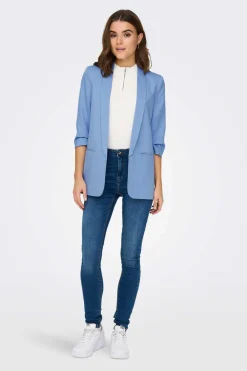 Only Blusoes E Casacos-Blazer De Manga A 3/4 Com Lapelas