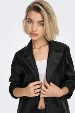 Only Blusoes E Casacos-Blazer Oversize Lederoptik