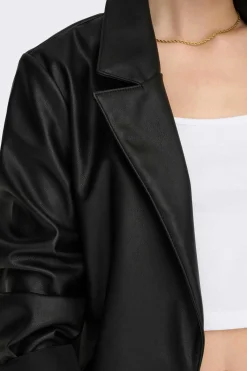 Only Blusoes E Casacos-Blazer Oversize Lederoptik