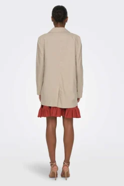 Only Blusoes E Casacos-Blazer Oversized Com Linho