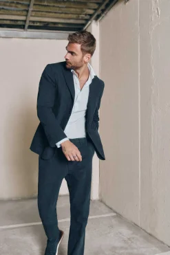 Ooto Blazer Slim Algodao Azul Outlet