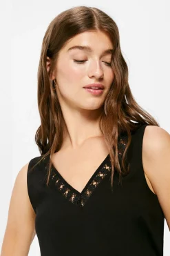 Springfield Camisas E Blusas-Blusa Bimateria Decote Bico Lace