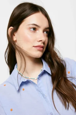 Springfield Camisas E Blusas-Blusa Chambray Bordados Algodao