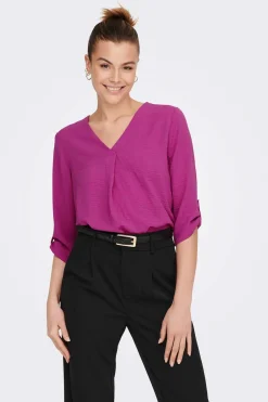 JDY Camisas E Blusas-Blusa Com Decote Em Bico E Manga 3/4