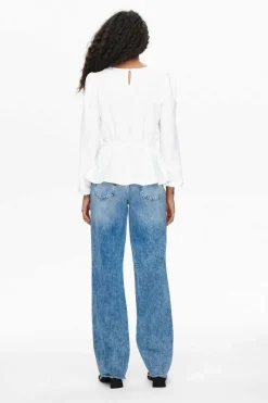 Only Camisas E Blusas-Blusa De Gola Redonda Manga Comprida