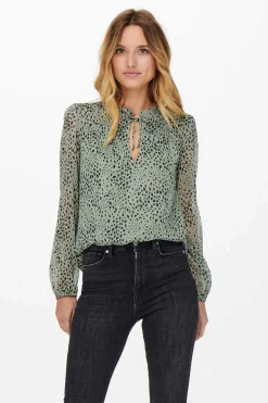 Only Camisas E Blusas-Blusa De Manga Comprida E Gola Perkins