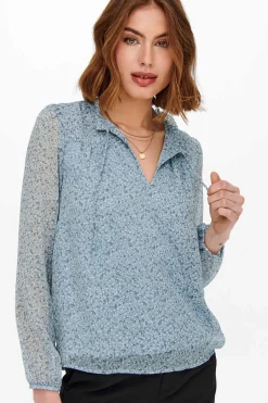 Only Camisas E Blusas-Blusa De Manga Comprida E Gola Perkins