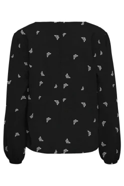 Only Camisas E Blusas-Blusa De Manga Comprida Estampada E Gola Redonda