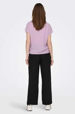 JDY Camisas E Blusas-Blusa De Pescoco Em V Simples Com Mangas Curtas