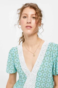 Springfield Camisas E Blusas-Blusa Decote Crochet