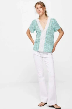 Springfield Camisas E Blusas-Blusa Decote Crochet