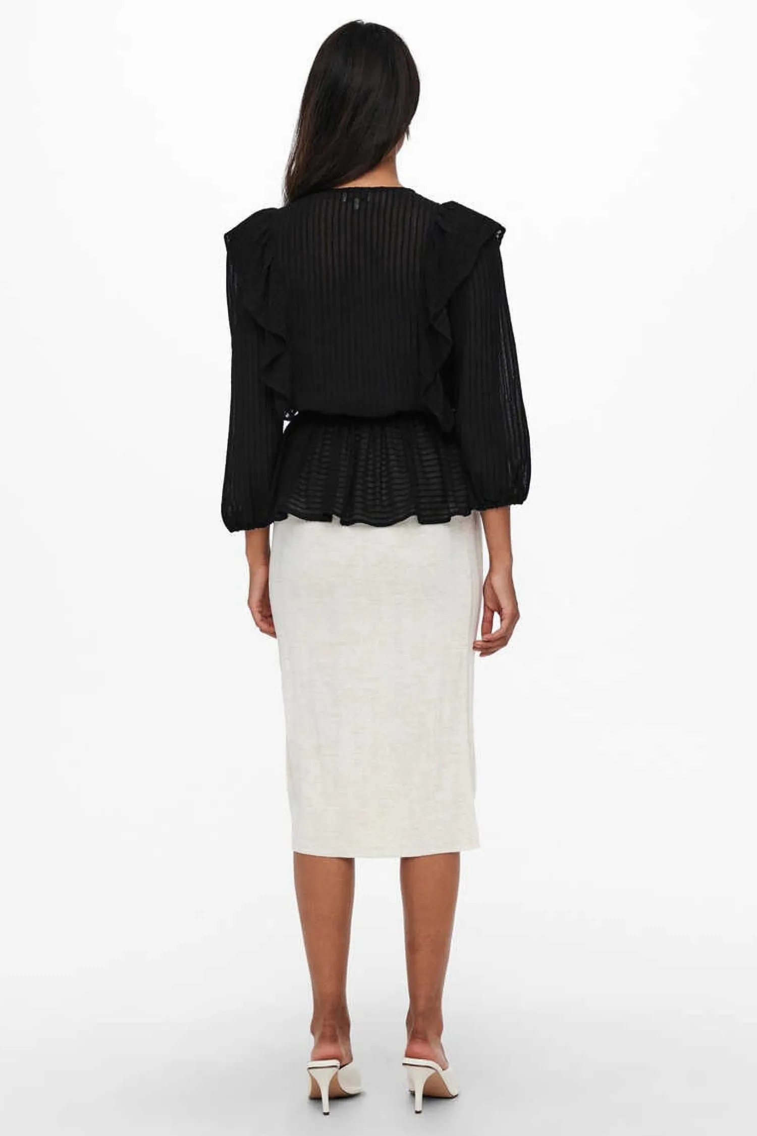 Only Camisas E Blusas-Blusa Decote Em Bico Manga 3/4