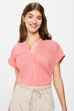 Springfield Camisas E Blusas-Blusa Linho Algodao Gola Mao