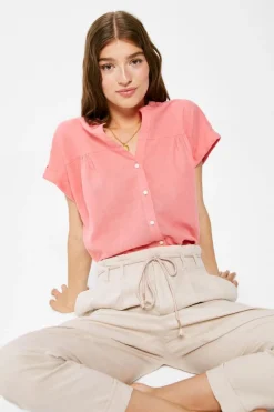 Springfield Camisas E Blusas-Blusa Linho Algodao Gola Mao