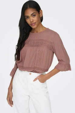 Only Camisas E Blusas-Blusa Manga 3/4 Gola Redonda