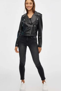 Inside Blusoes E Casacos-Blusao Biker Efeito Pele