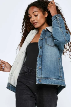 Noisy May Blusoes E Casacos-Blusao Denim Com La