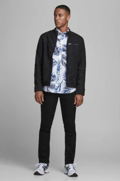 Jack & Jones Blusao Motard Efeito Couro Preto Best