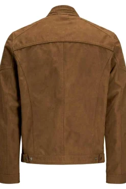 Jack & Jones Blusao Motard Efeito Couro Castanho Sale