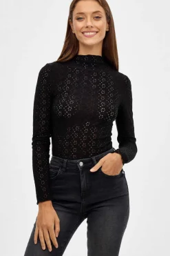 Inside Maio-Body Manga Comprida Tecido Rendilhado