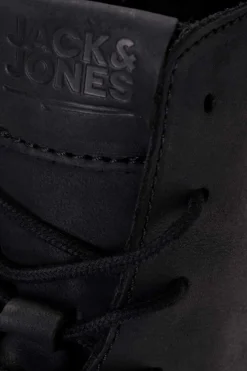 Jack & Jones Botas Motard De Pele De Vaca Preto New