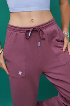 HI&BYE Calcas-Calcas Compridas Flare Felpa Bordeaux