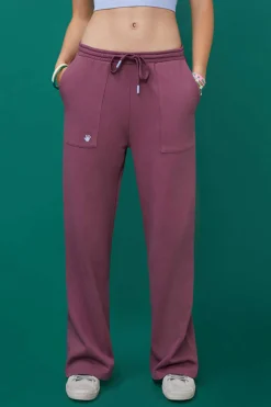 HI&BYE Calcas-Calcas Compridas Flare Felpa Bordeaux