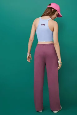 HI&BYE Calcas-Calcas Compridas Flare Felpa Bordeaux