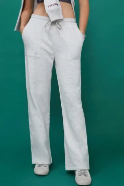 HI&BYE Calcas-Calcas Compridas Flare Felpa Cinzentas