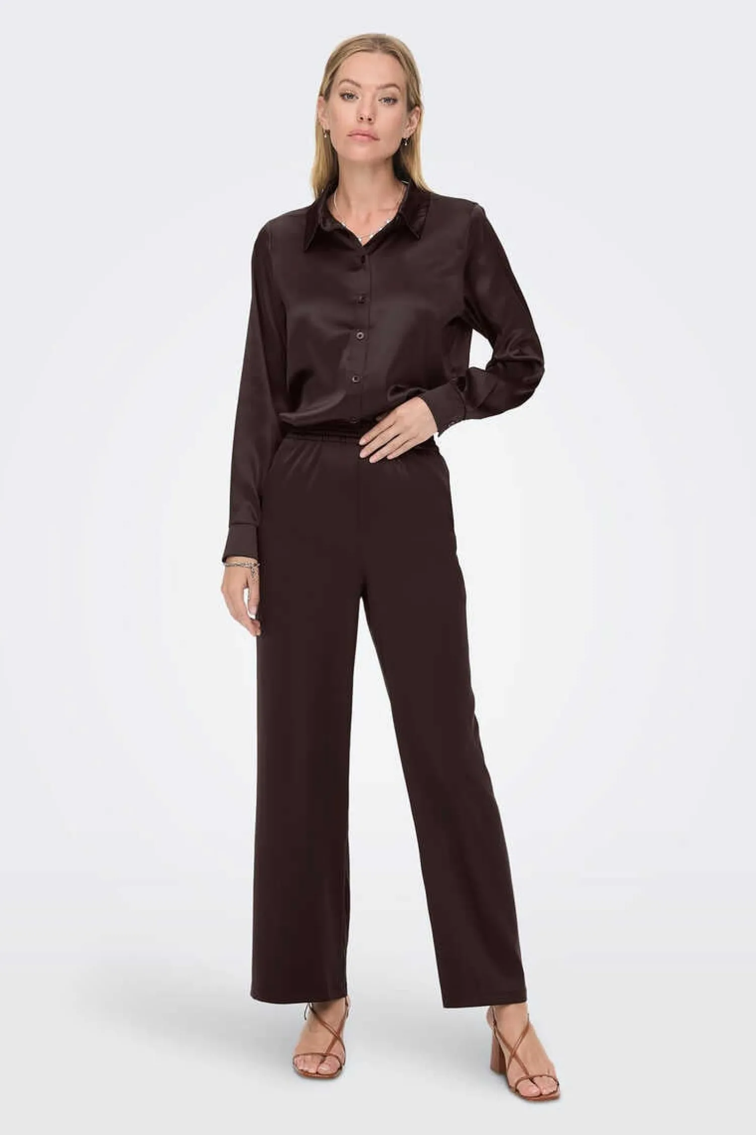 Only Camisas E Blusas-Camisa Acetinada Oversized