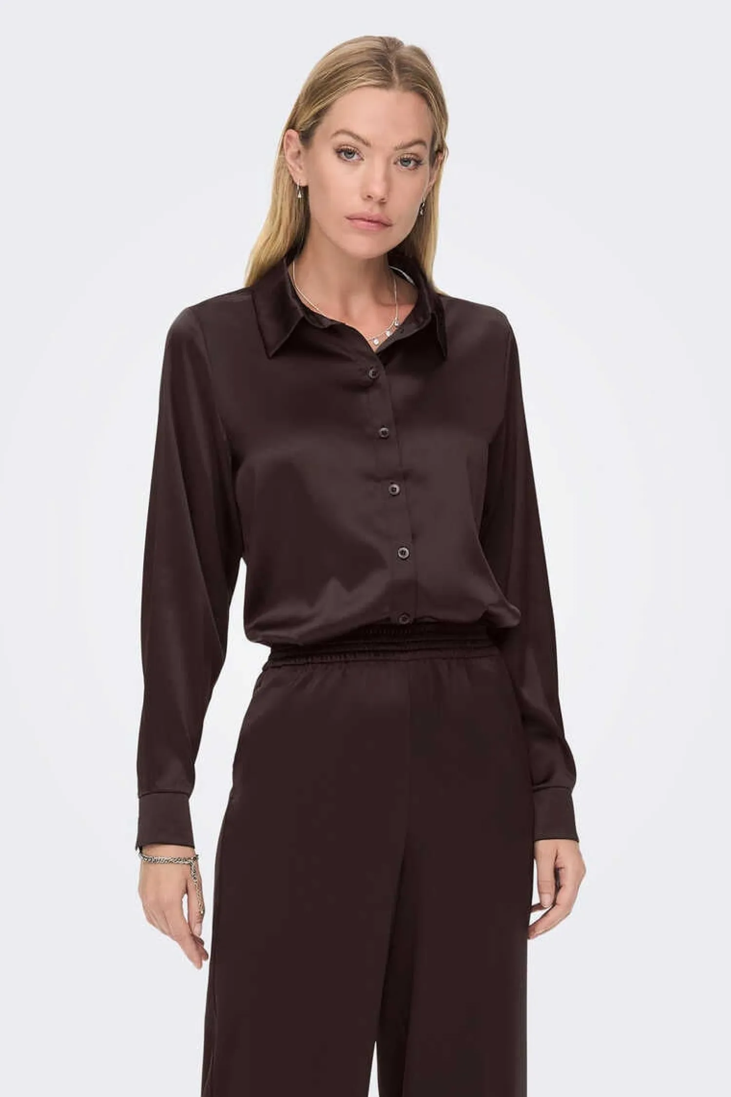 Only Camisas E Blusas-Camisa Acetinada Oversized