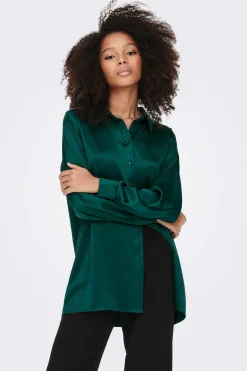 Only Camisas E Blusas-Camisa Acetinada Oversized