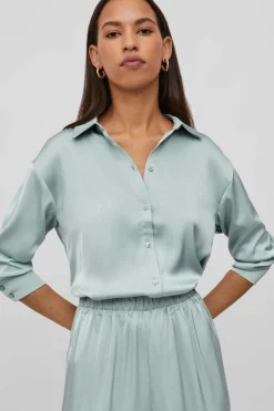 Vila Camisas E Blusas-Camisa Acetinada Total Look